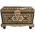 Vintage Moroccan Chest or Jewelry Box in Camel Bone and Brass Inlaid