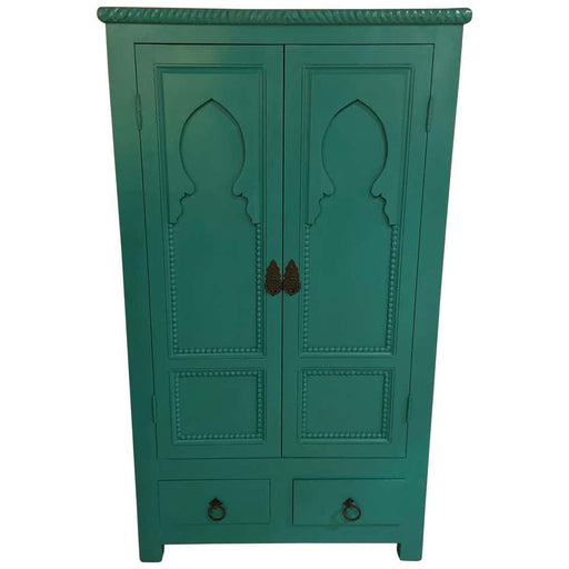 Two Door Over Two Drawer Taj Mahal Inspired Emerald Green Painted Chest Drawer