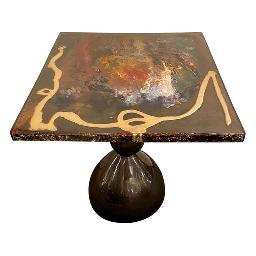 Abstract Design Center or End Table in Resin on Black Epoxy