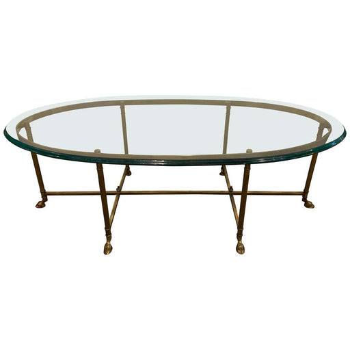French Hoof Foot Jansen Style Coffee / Low Table Having a Fine Glass Top