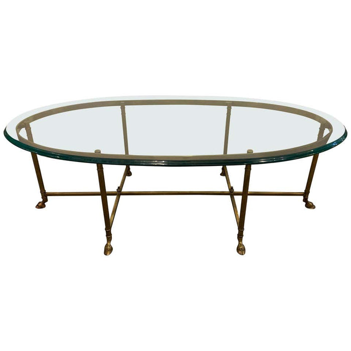 French Hoof Foot Jansen Style Coffee / Low Table Having a Fine Glass Top
