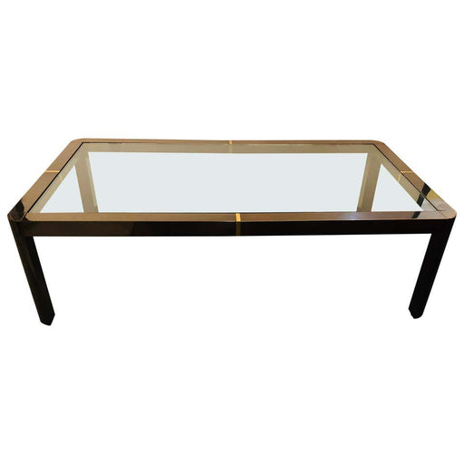 Modern Coffee/Low Table, Brass, Metal and Glass