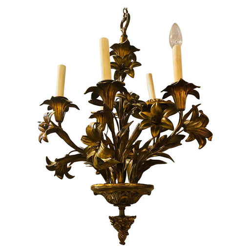 Louis XVI Style Bronze Mounted Five Light Tulip Design Hall or Bathroom Fixture