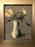 1980s Still Life with White Flowers & Vase Oil on Canvas Framed Painting