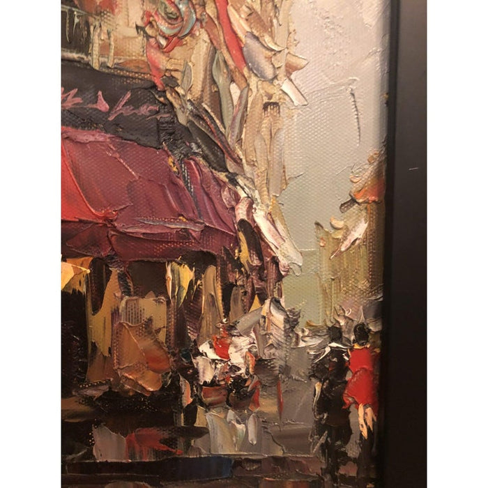 1980s Oil on Canvas Painting of Store Front Street Scene