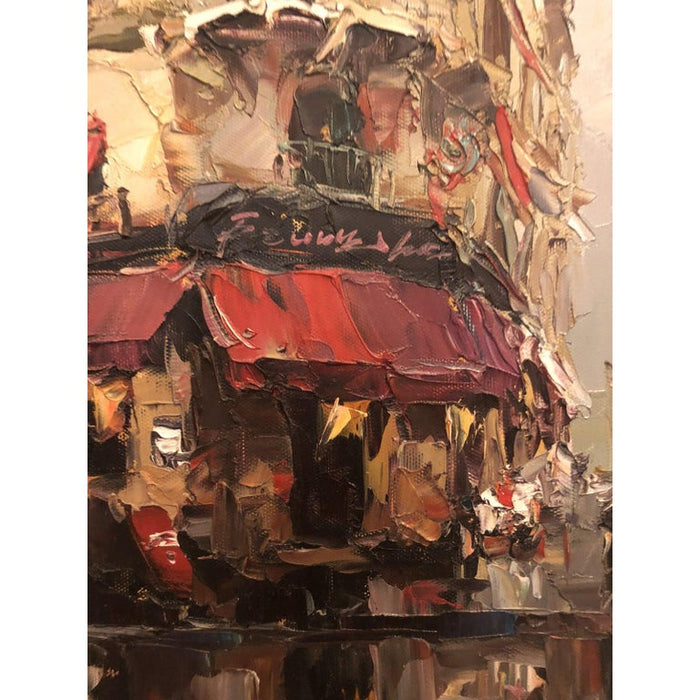 1980s Oil on Canvas Painting of Store Front Street Scene
