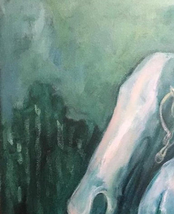 Green Dreams in a Grey City, Oil on Canvas