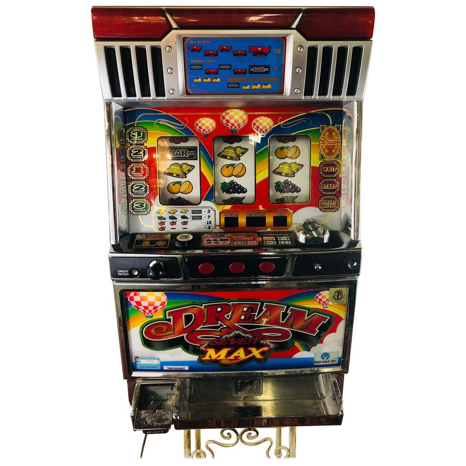 Vintage Japanese Slot Machine with Tokens