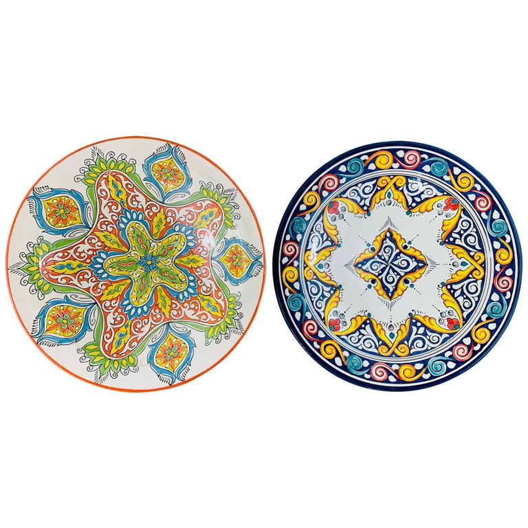 Handmade Large Ceramic Serving, Decorative or Center Table Plate, Set of 2