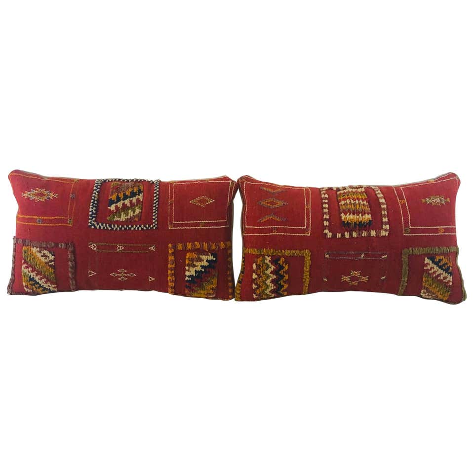 Tribal Wool Vintage Kilim Cushions, a Pair