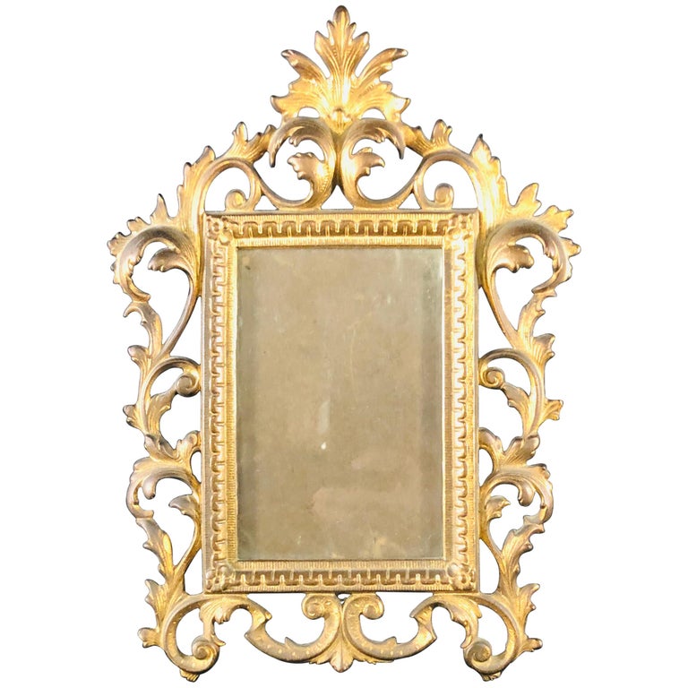 Antique Rococo Style Brass Picture Frame