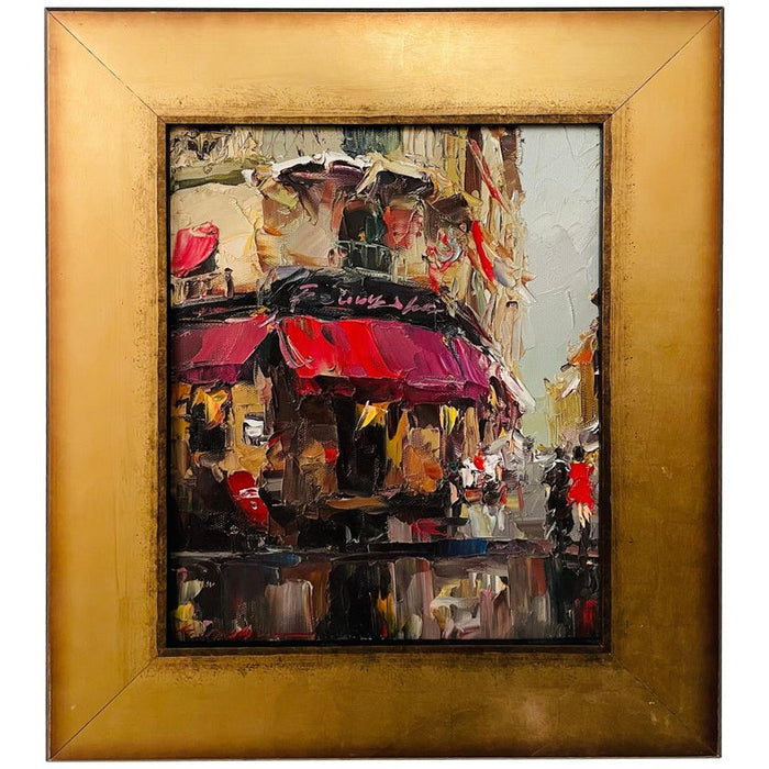 Oil on Canvas Painting of a Parisian French Store, Signed and Frame