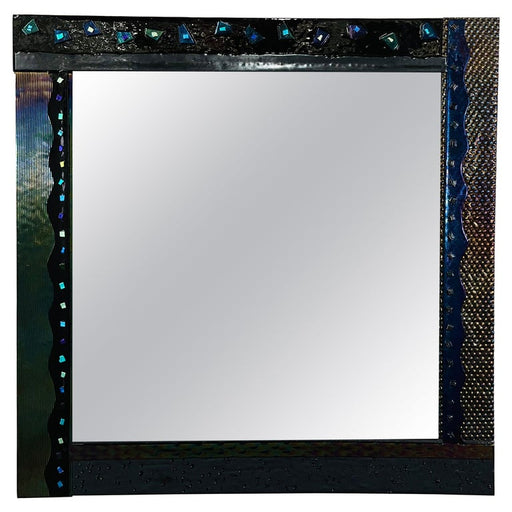 Modern Black Art Glass Framed Wall Mirror