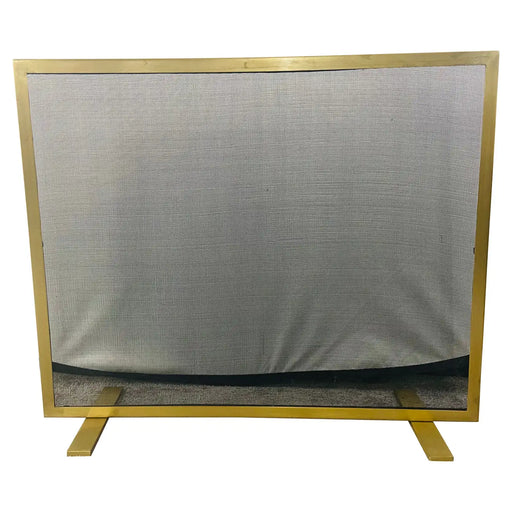 Modern Custom Brass Fire Place Screen or Panel with Iron Mesh Grill