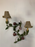 Wrought Iron Floral Wall Sconce with beaded shades, a Pair