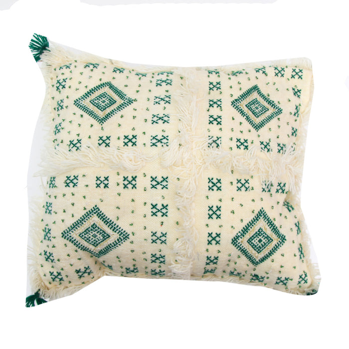 Moroccan Wedding Pillow (Green and White)