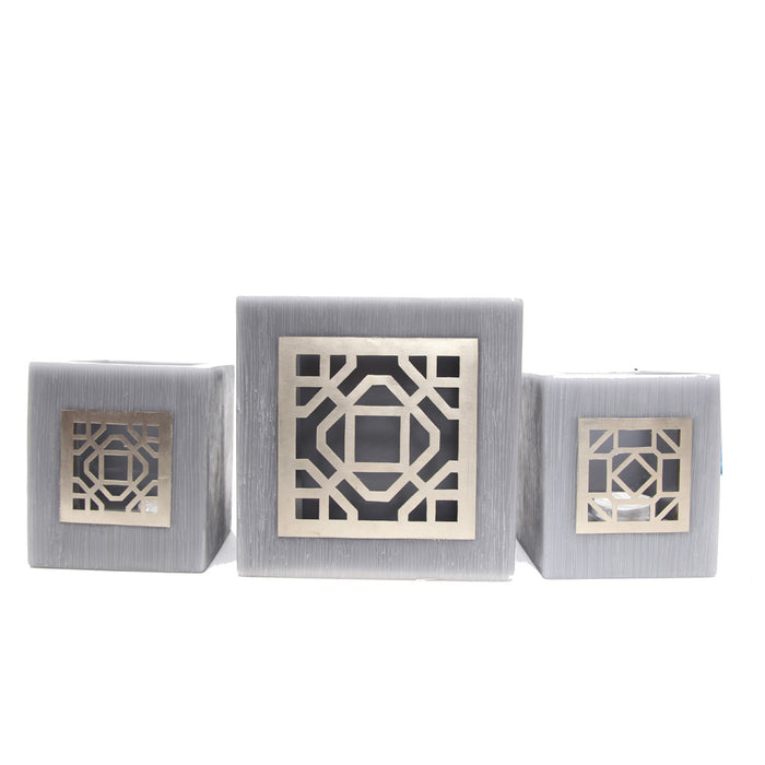 Gray Wax Tealight or Candle Holders - Set of 3