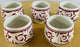Burgundy Ceramic Hand Painted Cups - Set of 5