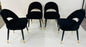 Mid-Century Modern Style Black Suede Barrel Dining or Side Chair, a Set of 4