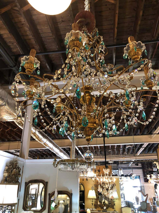 Neoclassical Handcrafted Italian Gilt Metal and Crystal Chandelier by Alba Lamp