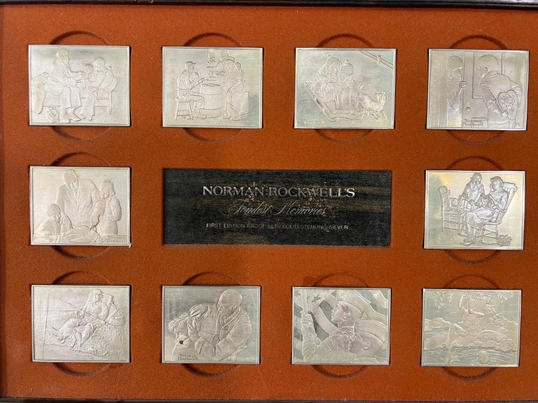 Norman Rockwell's Fondest Memories First Edition Proof Set Solid Sterling Silver