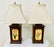 Oriental Hand-painted Wooden Table Lamp with Floral Decoration, a Pair