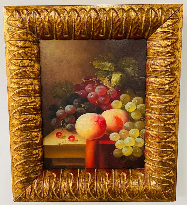 Vintage Oil on Canvas Still Life Fruit Painting, Framed