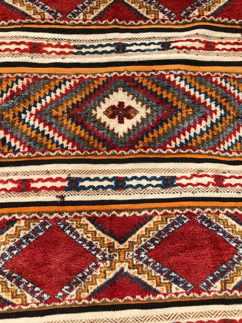 Vintage Moroccan Tribal Rug or Carpet Handwoven Wool with Abstract Diamond Patterns