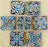 Vintage Hand Painted Ceramic Square Coasters or Decorative Tiles, Set of 7