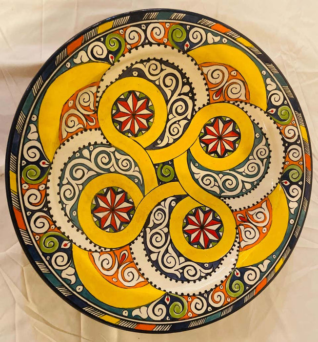 Hand Painted Large Ceramic Serving, Center Table or Decorative Plate, Set of 2