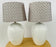 Mid Century Modern White Ceramic Table Lamp With Custom Shades, a Pair