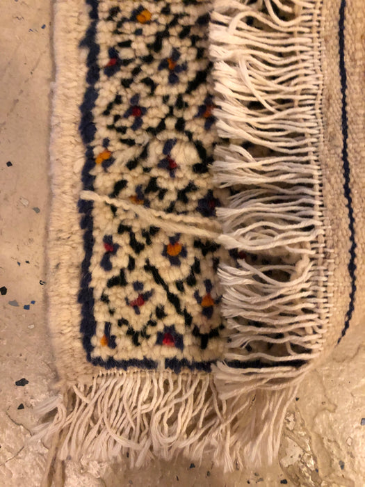 Berber Small Rug - Handwoven Wool with Organic White Dye