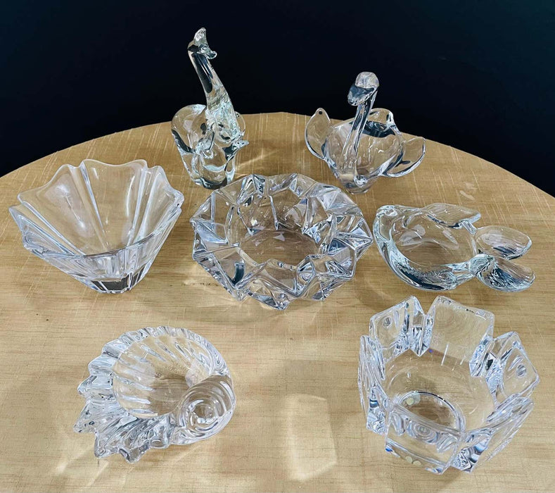 Crystal Small Dishes or Ashtrays, a Set of 7