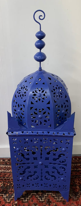 Garden Floor Lantern or Candleholder in Blue, a Pair