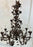 Large Boho Chic Tole Metal Brown Flowers and Leaves Chandelier 1970s, 8 Arms