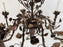 Large Boho Chic Tole Metal Brown Flowers and Leaves Chandelier 1970s, 8 Arms