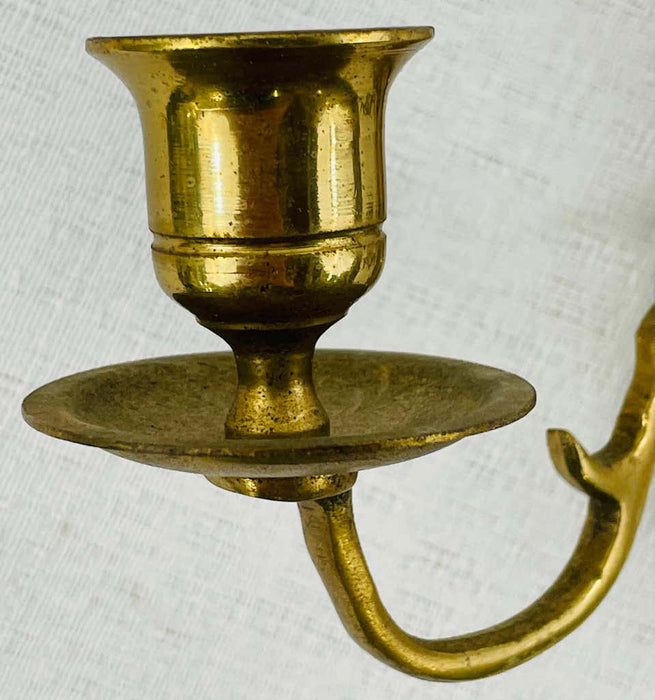 Georgian Style Cast Brass Candle Holder Wall Sconce, a Pair
