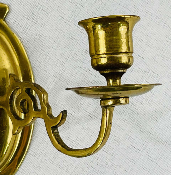 Georgian Style Cast Brass Candle Holder Wall Sconce, a Pair