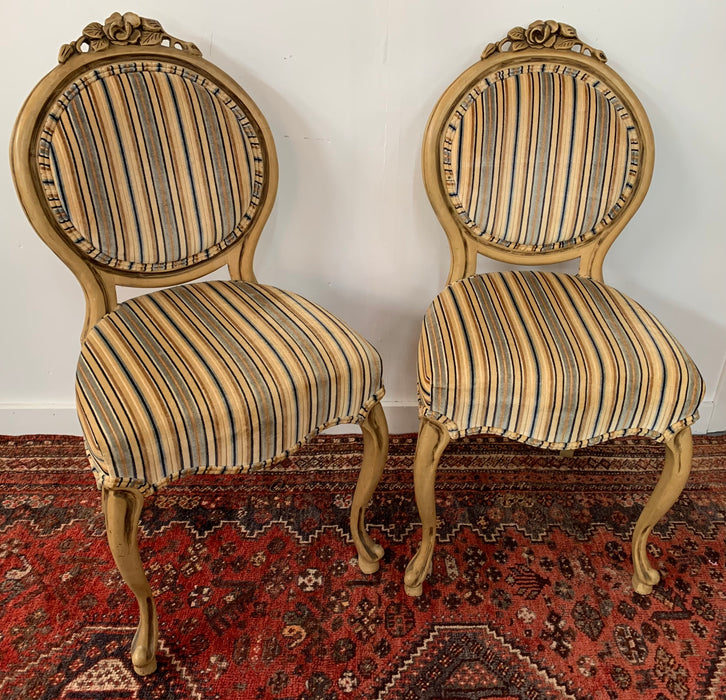 Louis XV Style Oval Back Side Chair, a Pair