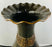 Monumental Vintage Black Enameled Vase with Floral Etching Design