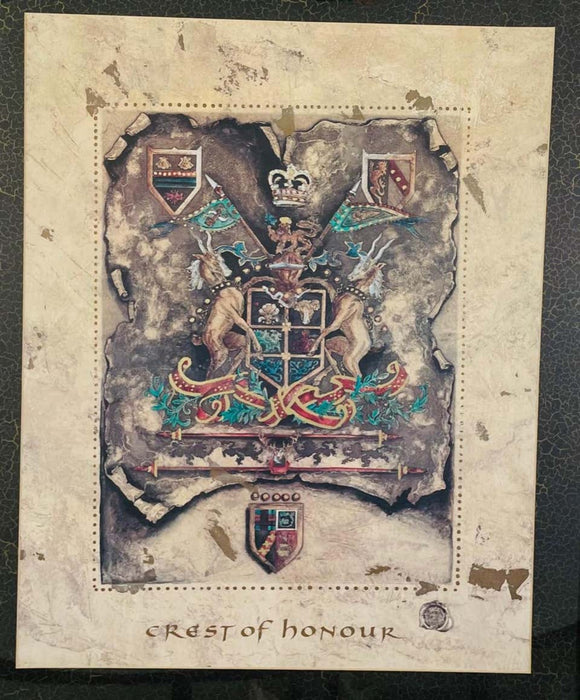 Vintage Royal English Coat of Arms Print, a Pair