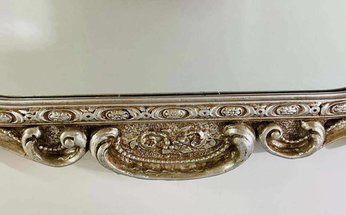 French Louis XVI Style Silver Trumeau Wall or Mantel Mirror