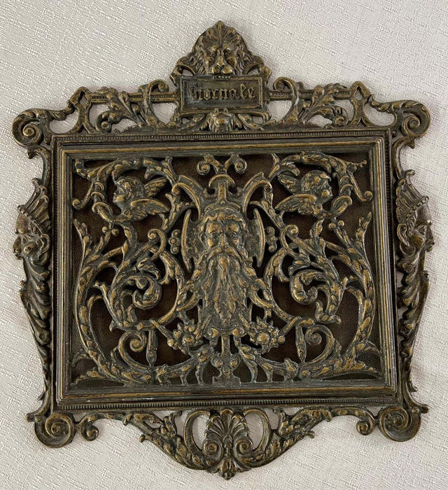 An Antique Gothic Bronze Wall or Door Mail Holder