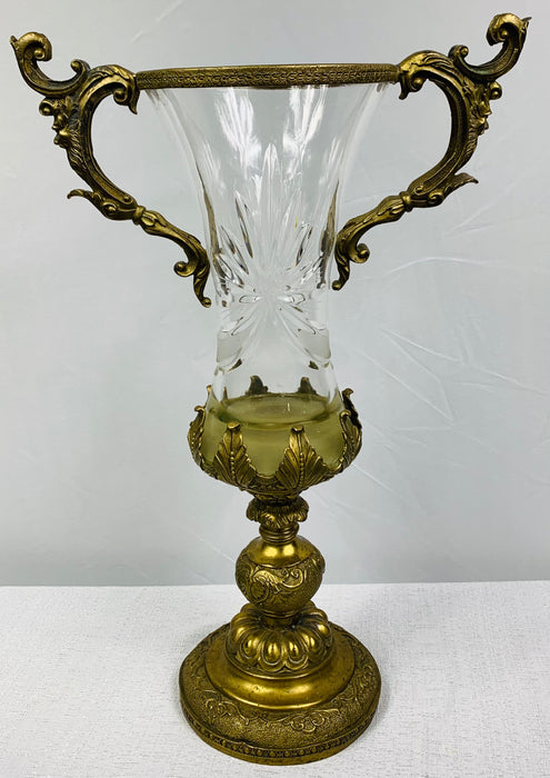 Bronze Mounted and Cut Glass Twin Handle Vase or Urn