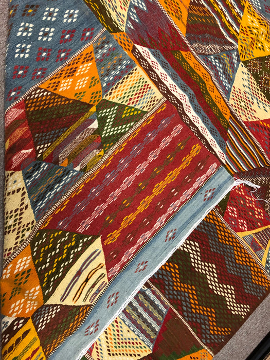 Tribal Moroccan flat-weave Multicolor Wool Rug
