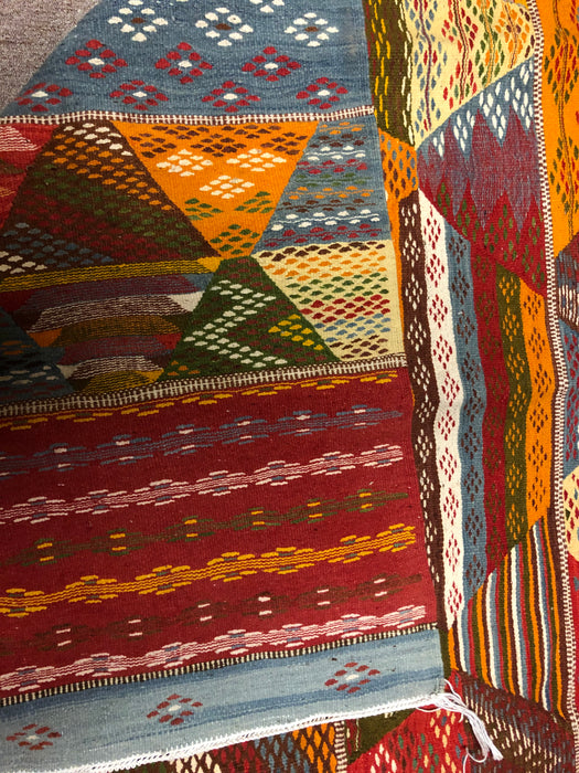 Tribal Moroccan flat-weave Multicolor Wool Rug