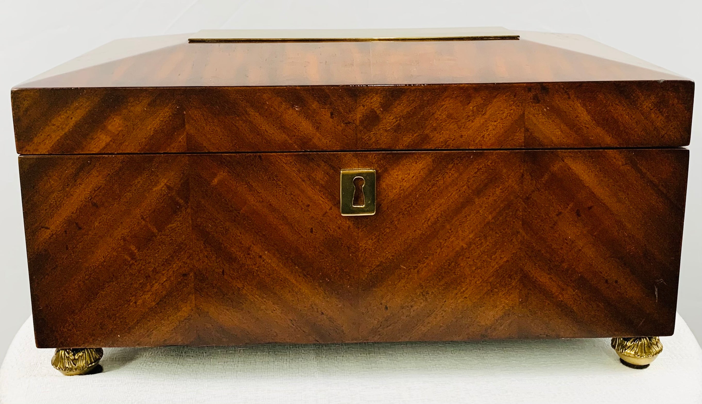 Maitland Smith Decorative Mahogany Wood Box with Brass Trim