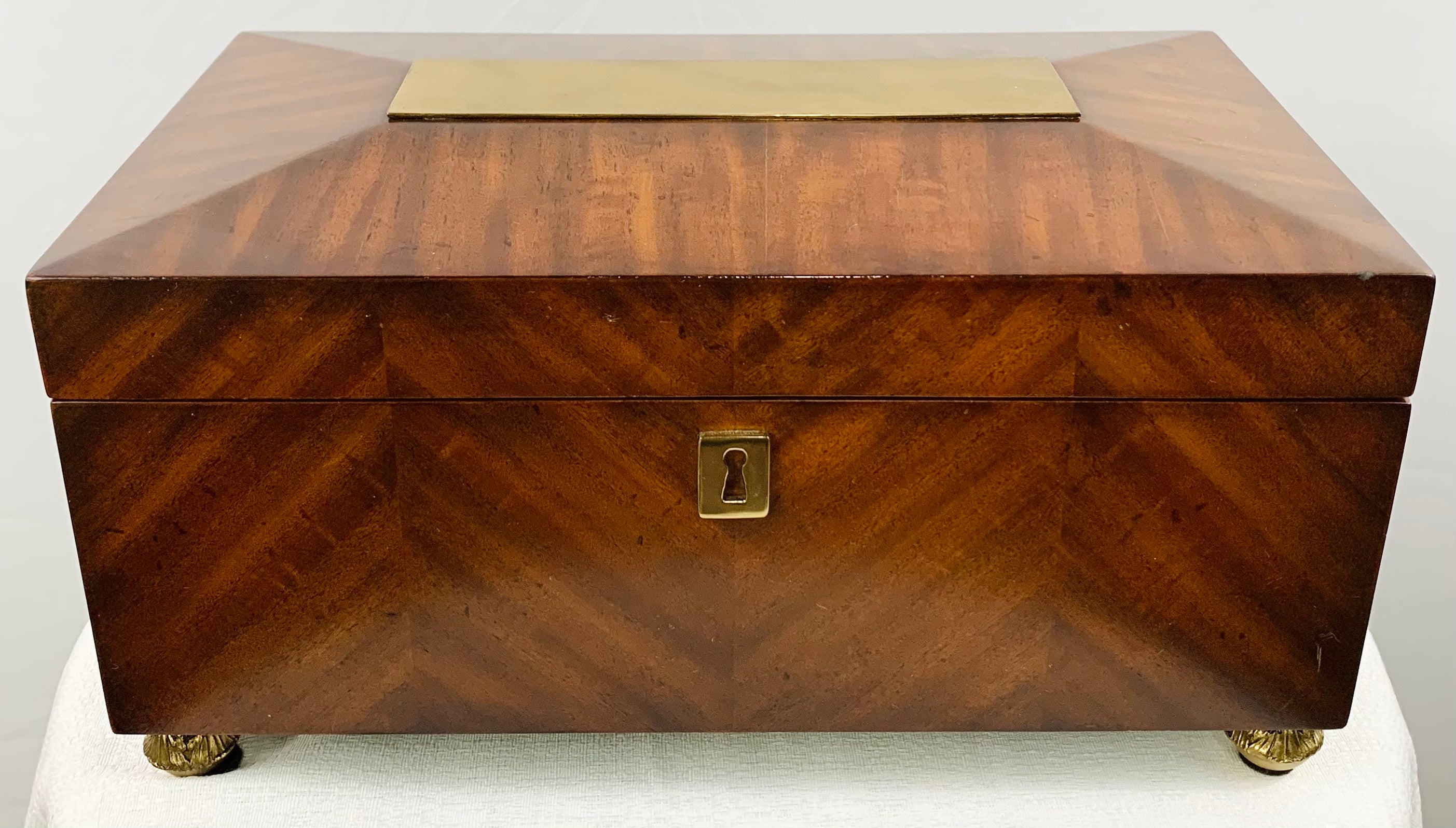 Maitland Smith Decorative Mahogany Wood Box with Brass Trim