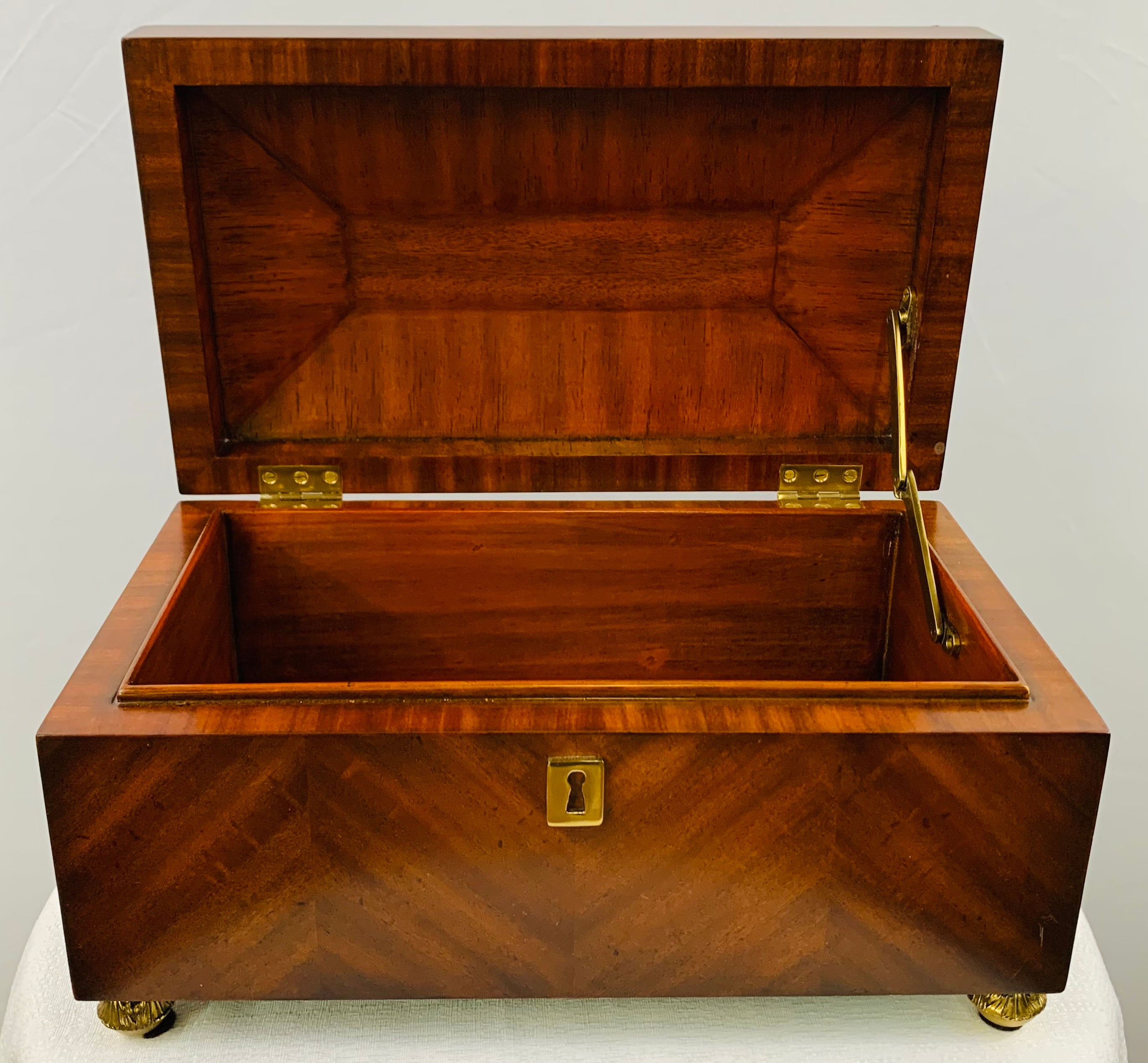 Maitland Smith Decorative Mahogany Wood Box with Brass Trim