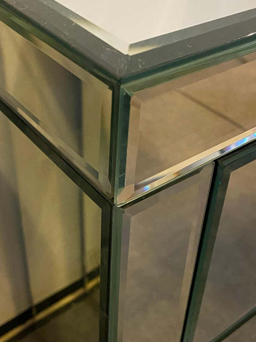 Pair of Three Drawers Beveled Mirror End Tables or Nightstands